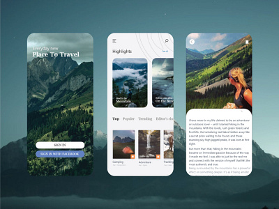 Travel Blog UI Design app design app interface graphic design ios app template ios design ui ui design ui design for ios ui kits ui template ui template design ui ux ux design