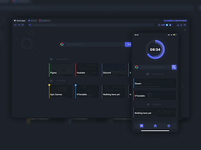 Blue-Colored Browser GUI design ui vector