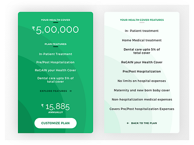 Health Insurance Cards Rebound app cards ui finance health insurance mobile ui ux