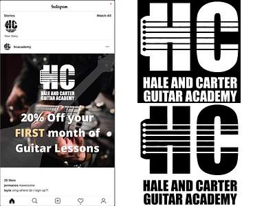 Hale and Carter Guitar Academy Logo branding design graphic design logo logo design marketing motion graphics social media