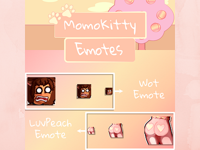 MomoKitty98's Twitch Emotes anime branding chibi clip studio paint design emote design emotes gradient graphic design illustration twitch twitch emotes