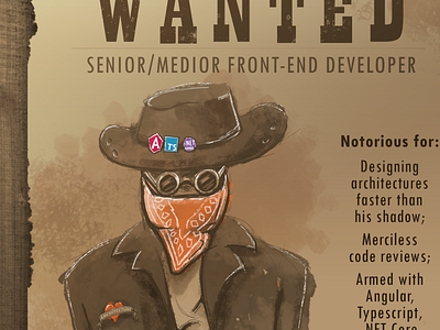 Wanted: developer bounty campaign developer index hospitality systems mugshot poster sheriff sketch wanted wild west