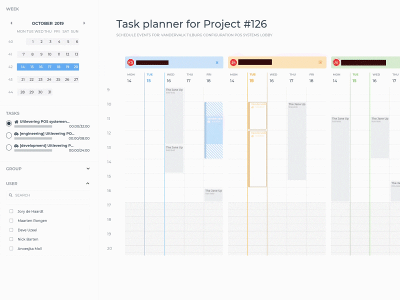 Task Planner - multiple tasks calendar crm event index hospitality systems planner ui