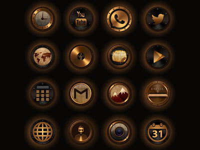 Steampunk Icons android brass brown concept design icons launcher steampunk vintage