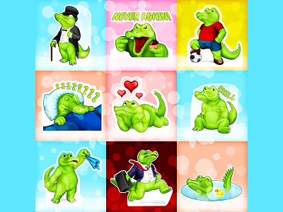 Croc Stickers collection concept croc crocodile cute design expressive gentle photoshop stickers sweet