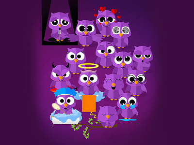 Elizabeth Owl cool cute design elizabeth happy owl photoshop purple stickers