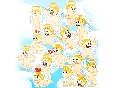 Angel Stickers android angel blonde cherub concept cute happy stickers tiny