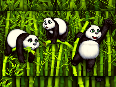 Game Character Illustrations cartoon concept cute game illustrations panda picnic puzzle