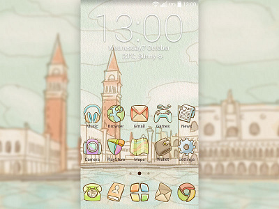 Venice Theme android cartoon concept design icons launcher photoshop theme venice