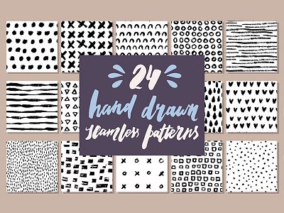 Hand drawn patterns artistic brush circle decoration design dot hand drawn pattern seamless simple square vector