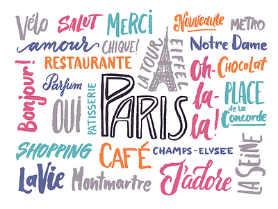 Paris poster art brush drawn poster font hand hand drawn letter lettering paris sketch type typography
