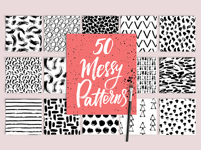 50 Messy Patterns background brush celebration circle decoration drawn hand pattern print seamless textile