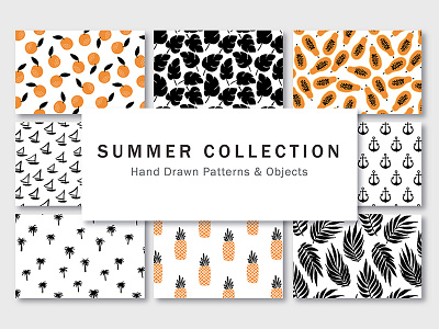 Summer Collection background decoration drawn fruit hand palm pattern print seamless summer textile