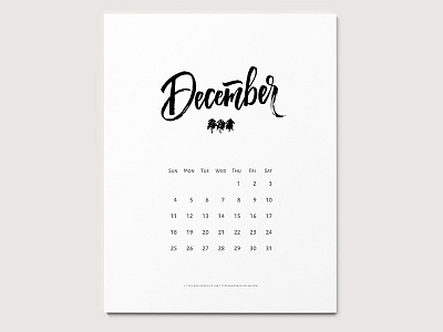 December 2016 | Free Printable Calendar brush calendar custom type editorial hand drawn hand written inspirational lettering logo printable typography