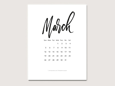 Free printable calendar | March 2017 background brush calendar custom type hand drawn inspirational lettering logo pattern type typography