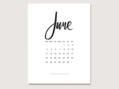 Free Printable Calendar (June 2017) background brush calendar custom type hand drawn inspirational lettering logo pattern type typography