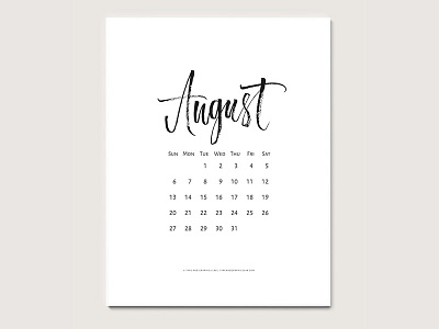 Free Printable Calendar (August 2017) background brush calendar custom type hand drawn inspirational lettering logo pattern type typography