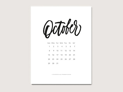 Free Printable Calendar (October 2017) background brush calendar custom type hand drawn inspirational lettering logo pattern type typography