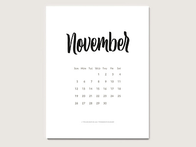 Typeandgraphicslab calendar printable 2017 nov background brush calendar custom type hand drawn inspirational lettering logo pattern type typography