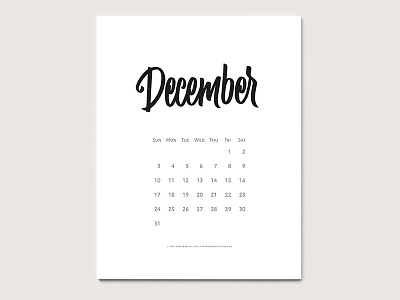 Free Printable Calendar (December 2017) background brush calendar custom type hand drawn inspirational lettering logo pattern type typography