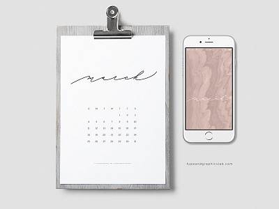 Free Printable + Mobile Calendar (March 2018)