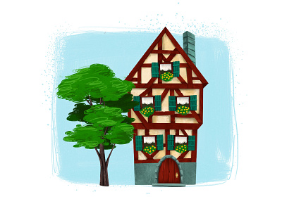 German House architecture illustration bookillustration cartoon childrens book illustration design digital art digitalillustration germany illustration procreate illustration