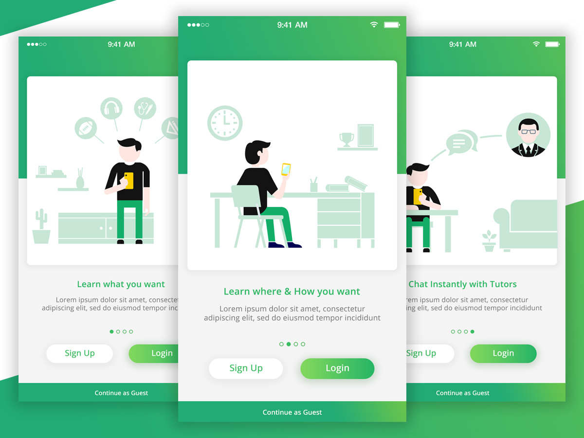 Educational App Tutorial Screens by Artbisht on Dribbble