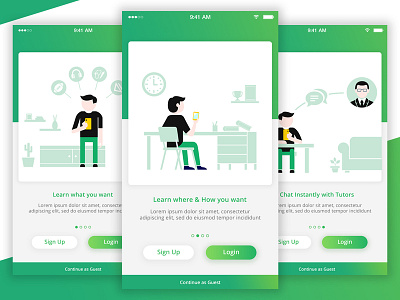 Educational App Tutorial Screens