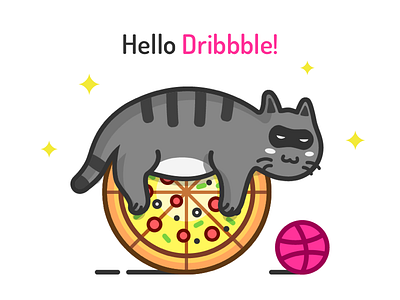 The Pizza Cat cat dribbble hello pizza rolling