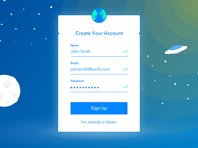 Sign Up Form creative dailyui earth sign up space