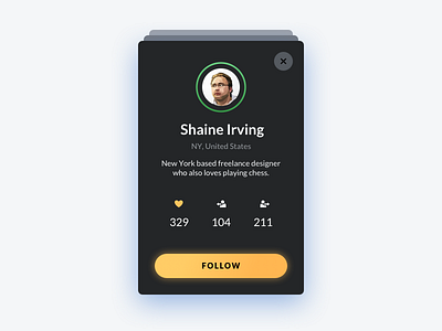 User Profile card clean dark dark ui info card profile user