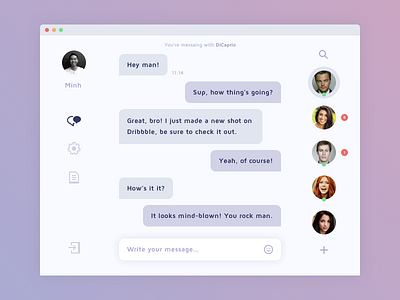 Direct Messaging app chat clean desktop app message messaging people simple sketch