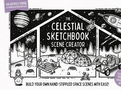 Celestial Sketchbook - Scene Creator 3d animation app art branding design flat graphic design icon illustration illustrator logo minimal motion graphics typography ui ux vector web website