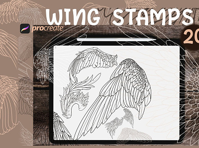Wings Stamps Procreate Brushes 3d animation app art brand branding clean design graphic design icon illustration illustrator logo logo design motion graphics typography ui ux vector web