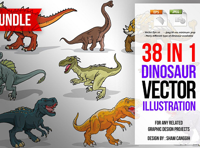 Dinosaur Color Vector Bundle 3d animation app branding design graphic design icon illustration logo motion graphics ui