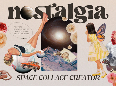 NOSTALGIA Space Collage Creator 370+ 3d animation app branding design graphic design icon illustration logo motion graphics ui