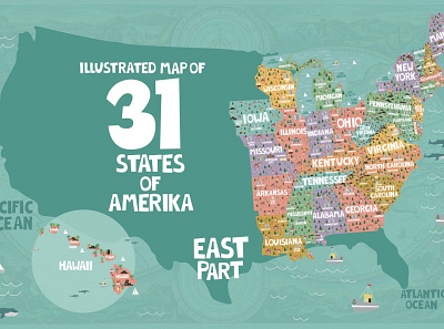 31 illustrated map of USA / part 2 3d animation app branding design graphic design icon illustration logo motion graphics ui