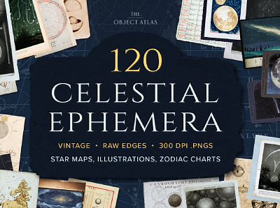 120 Vintage Celestial Ephemera 3d animation app branding celestial celestial ephemera design ephemera graphic design icon illustration logo motion graphics paper edges ui vintage