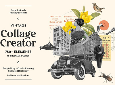 Vintage Collage Creator 750+ Assets 3d animation app branding collage collage creator design graphic design icon illustration logo motion graphics ui vintage