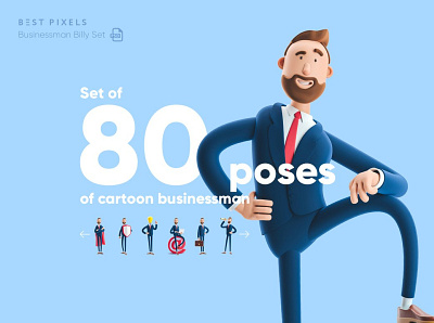 Businessman Billy Set 3d animation app billy branding businessman billy set design graphic design icon illustration logo poses ui