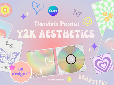Danish Pastel Y2K Aesthetics Posters 3d aesthetics animation app branding danish design graphic design icon illustration logo motion graphics pastel posters ui y2k