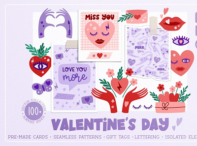 Valentine's Day Sticker Set Vector Art & Graphics