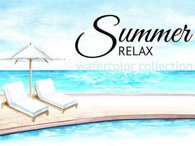 Summer relax. Watercolor collection 3d animation branding design graphic design icon illustration logo motion graphics summer summertime swimming travel ui umbrella vacation vector water watercolor collection watercolour