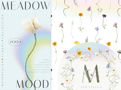 Meadow Wildflowers Watercolor 3d animation birthday invitation blossoming flowers branding design floral frame floral pattern graphic design icon illustration logo logo collage monogram letter motion graphics rainbow background seamless pattern ui vector watercolor spring