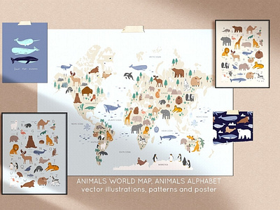 Animals World Map, Animals alphabet