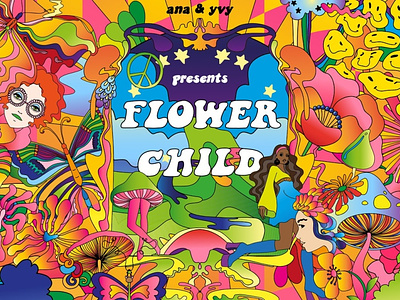 Psychedelic 70s Flower Hippie