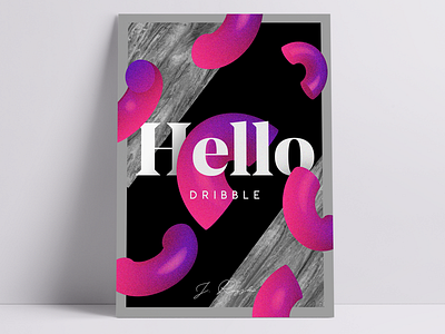 Hello Dribbble 👋 / ✨ P O S T E R ✨ 3d debut design font hello marble photoshop poster serif font typography