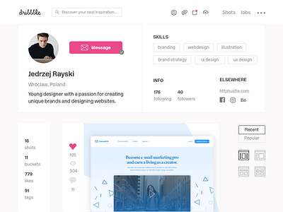 Dribbble Profile Redesign - Daily UI #006
