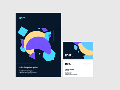 Brand materials for Init business cards design illustration logo minimal startup visual identity