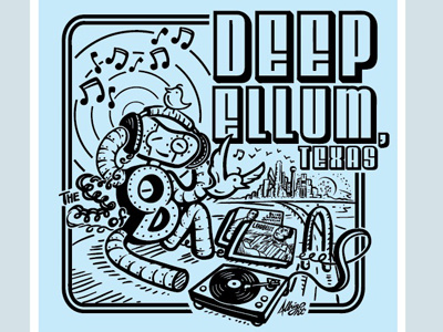 Deep Ellum Arts Festival shirt & poster design bird dallas deep ellum hidden text illustration music poster shirt soul texas traveling man turntable